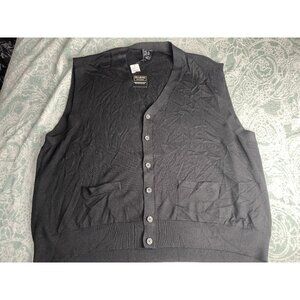 NWT Jos.‎ A.  Bank Black Button Up Sweater Vest Merino Wool Blend Size 4XB XXXXL